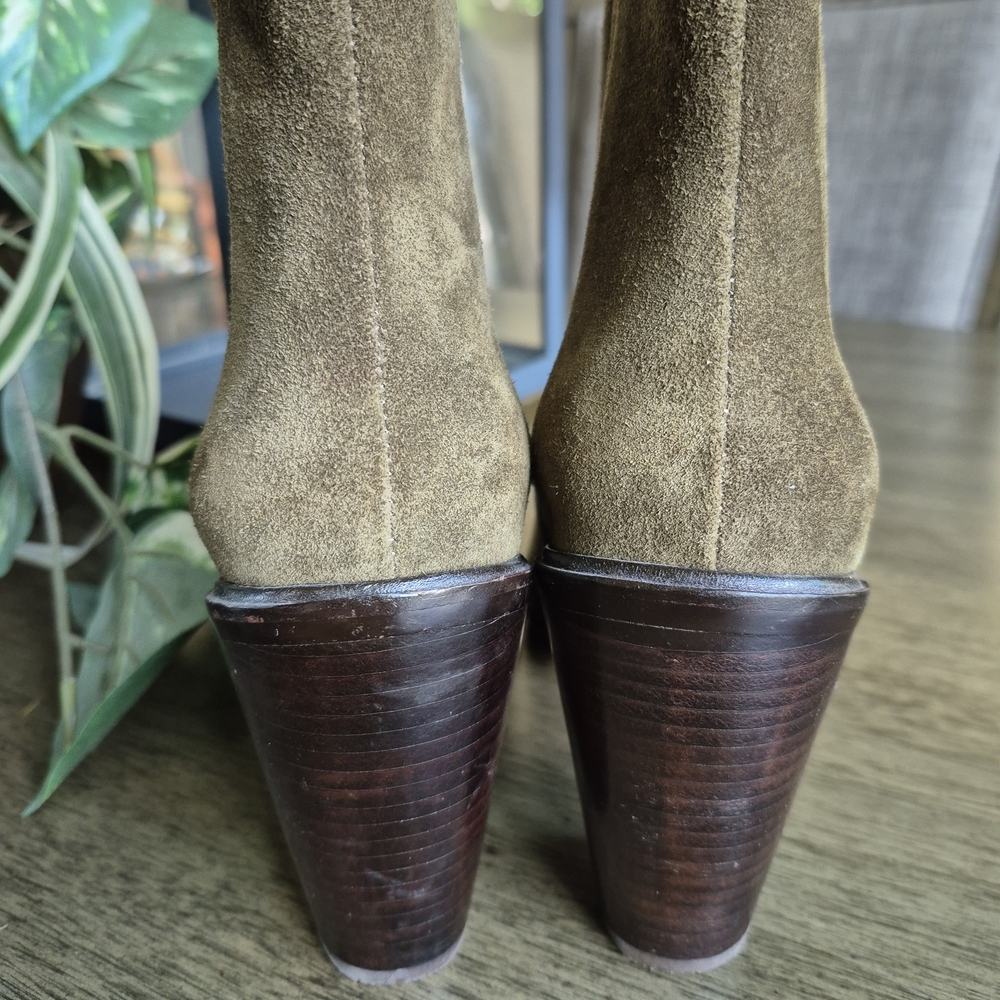 JOIE 'Cloee' Suede Leather Sz 9 /39 Booties Olive Ankle Boots Quality Richness - Picture 2 of 13